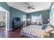 Spacious main bedroom with a comfortable sitting area, ceiling fan, and ensuite bathroom at 2132 Darlin Cir, Orlando, FL 32820