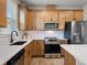 Well-equipped kitchen with stainless steel appliances and white countertops at 3013 Cherry Blossom Loop, St Cloud, FL 34771