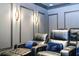 Elegant home theater with luxurious recliner seating and a large projection screen at 14039 Hampshire Bay Cir, Winter Garden, FL 34787