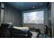 Home theater room with projector, screen, and comfortable seating at 14039 Hampshire Bay Cir, Winter Garden, FL 34787