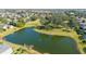 An aerial view of a serene community lake at 14039 Hampshire Bay Cir, Winter Garden, FL 34787