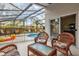 Relaxing screened pool area with wicker furniture at 1037 Balmoral Dr, Davenport, FL 33896