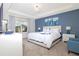 Spacious main bedroom with a king-size bed and blue accent wall at 2182 Fleming Mist Pl, Kissimmee, FL 34747