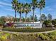 Welcoming entrance to Parkview at Lake Shore with lush landscaping and towering palm trees at 2570 Marshfield Preserve Way, Kissimmee, FL 34746