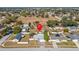 Aerial view showing a single-story house's location in a residential area at 7852 Murcott Cir, Orlando, FL 32835