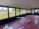 Undercover screened porch with red floor and backyard view at 102 San Blas Ave, Kissimmee, FL 34743