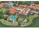 Aerial view of community pool and clubhouse at 308 Vestrella Dr, Kissimmee, FL 34759