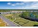 Aerial view of houses, park, and lake in a residential community at 13552 Autumn Harvest Ave, Winter Garden, FL 34787