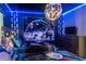 Star Wars themed bedroom with twin beds, wall art, and LED lighting at 1611 Kona Ln, Davenport, FL 33897