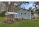 Backyard featuring a chicken coop and a shed, offering a blend of utility and charm at 2250 W County Road 44, Eustis, FL 32726