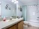 Clean bathroom with shower/tub combo and light blue walls at 3054 Shallowford St, Deltona, FL 32738