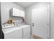 Laundry room with white appliances and storage cabinets at 40 Lantana Dr, Debary, FL 32713