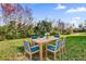 Outdoor dining set with seating for six on a lush green lawn under a bright, sunny sky at 413 Country Cottage Ln, Winter Garden, FL 34787