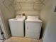 Laundry closet with washer, dryer, and overhead shelving at 4865 Cypress Woods Dr # 2109, Orlando, FL 32811