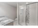 Bathroom featuring a shower stall with glass enclosure and granite vanity at 2025 Havasu Falls Ave, Deland, FL 32724