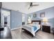 Light blue bedroom with a double bed and nightstand at 206 Aberdeen Street St, Davenport, FL 33896