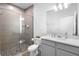 Contemporary bathroom with a glass-enclosed shower and modern fixtures at 4485 Lions Gate Ave, Clermont, FL 34711