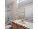 Clean bathroom with single sink vanity and shower/tub combo at 14783 Yorkshire Run Dr, Orlando, FL 32828