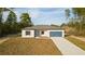 Charming single-story home featuring a blue garage door, neutral paint, and a well-manicured front yard at 709 Marion Oaks Mnr, Ocala, FL 34473