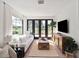 Bright living room with comfortable seating, contemporary decor and natural light offer a serene view of the lush golf course at 9697 Bryanston Dr, Orlando, FL 32827