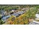 Aerial view of homes in a tree lined neighborhood featuring a pool in the backyard at 3334 N Westmoreland Dr, Orlando, FL 32804