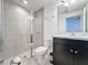 Clean bathroom, featuring a shower and dark vanity at 459 Windmill Palm Cir, Altamonte Springs, FL 32701