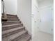 Carpeted staircase with storage and doors at 459 Windmill Palm Cir, Altamonte Springs, FL 32701