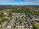 Aerial view of townhouses with a community pool and lush landscaping at 1076 Taramundi Dr, Oviedo, FL 32765