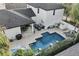 Aerial view showcasing the home's pool, patio, and backyard layout at 11413 Camden Park Dr, Windermere, FL 34786
