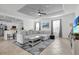 Spacious living area with a large sectional sofa, modern decor, and an open layout leading to the kitchen and dining areas at 11413 Camden Park Dr, Windermere, FL 34786