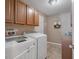 Laundry room with washer, dryer and cabinets at 826 Seneca Trl, St Cloud, FL 34772