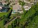 Lovely aerial view of a backyard with a freeform pool, well-manicured lawn, and mature trees for privacy at 10219 Atwater Bay Dr, Winter Garden, FL 34787