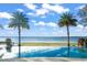 Scenic pool view with palm trees overlooking the serene water landscape at 11900 Lake Butler Blvd, Windermere, FL 34786