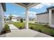 Covered back porch with a view of the backyard and surrounding houses at 2437 Zuni Rd, St Cloud, FL 34771