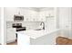 Modern kitchen featuring a central island, stainless steel appliances, and white cabinets for a clean, stylish look at 2437 Zuni Rd, St Cloud, FL 34771
