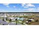 Aerial view of community pool, playground, and new single-Gathering homes at 7149 Dilly Lake Ave, Groveland, FL 34736