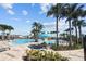 Community pool featuring lounge seating, tropical landscaping, and a splash pad at 7149 Dilly Lake Ave, Groveland, FL 34736