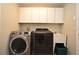 Functional laundry room with upper cabinets, washer, dryer, and utility sink at 890 Moonluster Dr, Casselberry, FL 32707