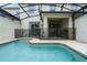 Private screened-in pool with patio access from sliding glass doors at 9043 Dogleg Dr, Davenport, FL 33896
