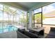Relaxing screened-in pool area with patio furniture at 219 Plumoso Loop, Davenport, FL 33897