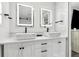 Modern bathroom features dual vessel sinks, sleek black fixtures, and illuminated mirrors for a spa-like experience at 6121 Bass Hwy, St Cloud, FL 34771