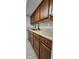 Wood cabinets and neutral countertops in this kitchen at 203 Crown Oaks Way # 202, Longwood, FL 32779