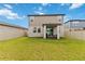 Spacious backyard features a well-maintained lawn and fenced yard with a covered patio, ideal for relaxation and outdoor activities at 494 Amadoras Way, St Cloud, FL 34771