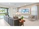 Spacious living area featuring a sectional sofa, large TV, and access to a patio at 7783 Westland Dr, Kissimmee, FL 34747