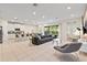 Open concept living room and kitchen with gray sofas and modern decor at 7783 Westland Dr, Kissimmee, FL 34747