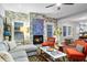 Stylish living room with stone fireplace, hardwood floors, and comfortable seating arrangement at 810 E Central Blvd, Orlando, FL 32801