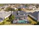 Aerial view of house with pool and screened enclosure at 13214 Meergate Cir, Orlando, FL 32837