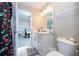 Clean bathroom with single vanity, shower, and toilet at 13214 Meergate Cir, Orlando, FL 32837