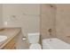 Cozy bathroom featuring tub, shower, toilet, and extended vanity with plenty of space at 505 Harvard Pl, Apopka, FL 32703