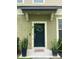 Modern front door with decorative wreath and potted plants at 1100 Pavia Dr, Apopka, FL 32703